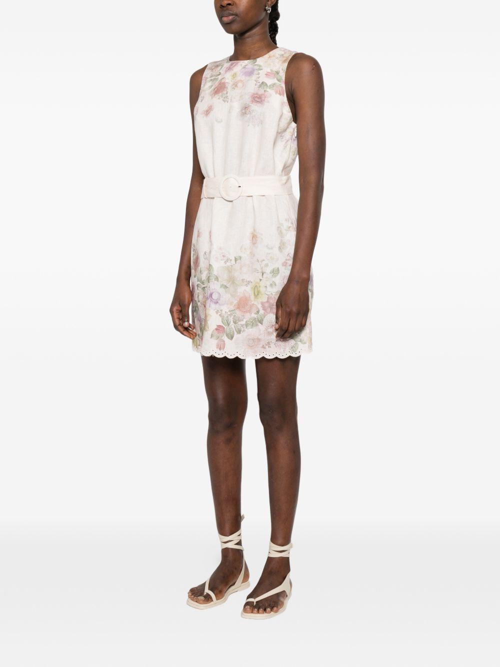 TWINSET Abito corto rosa cipria con stampa floreale