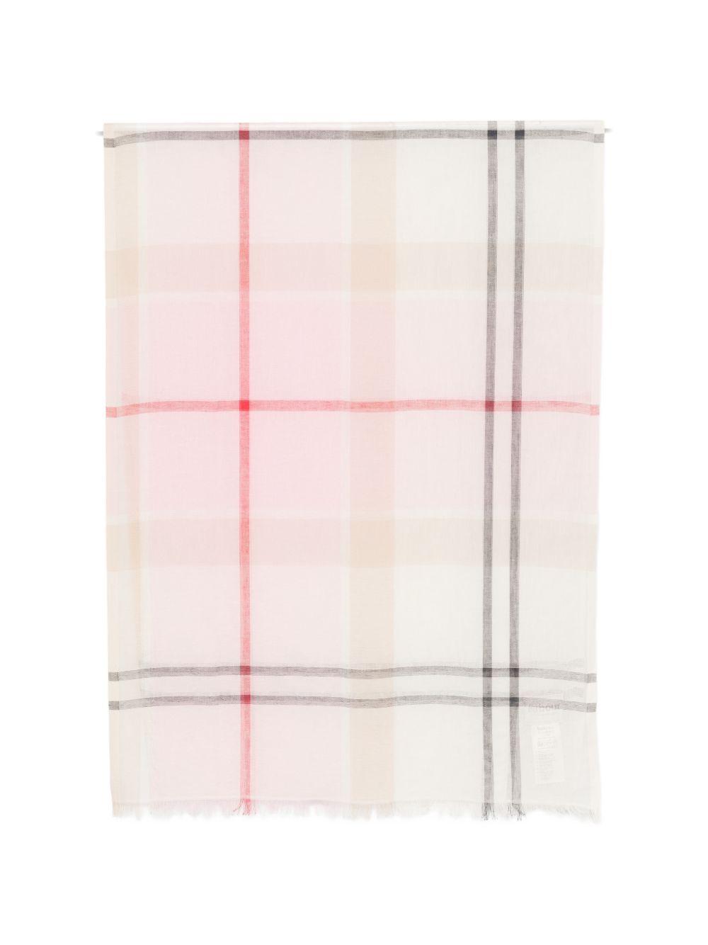 BARBOUR Sciarpa leggera in cotone misto lino rosa a quadri