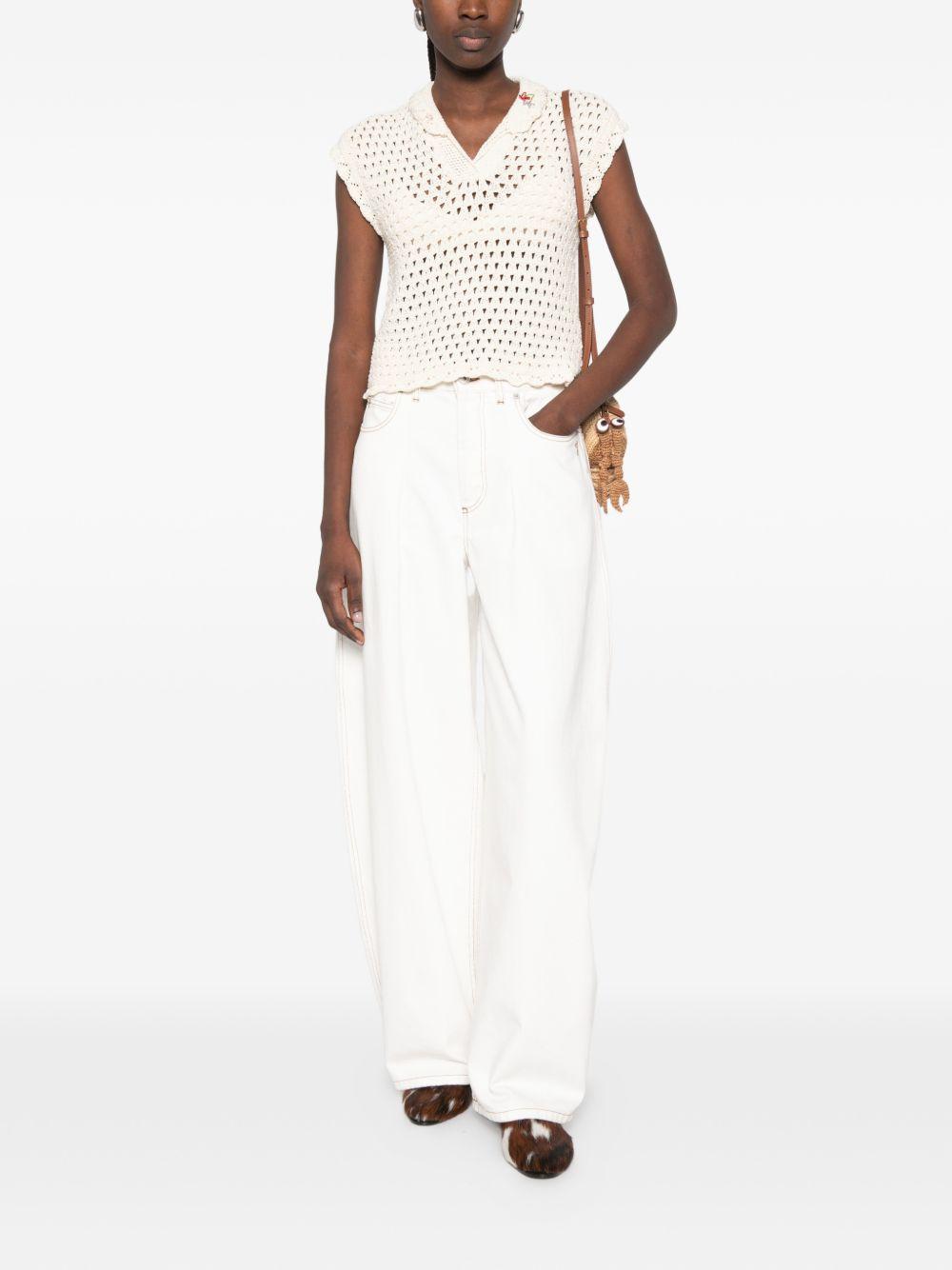 FORTE FORTE Top panna in crochet di cotone