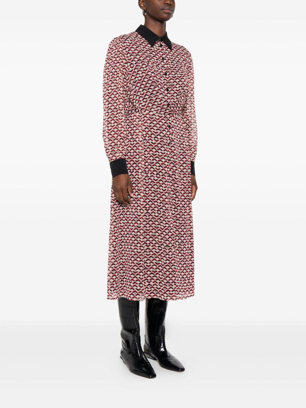 LIUJO Abito midi beige chiaro e rosso