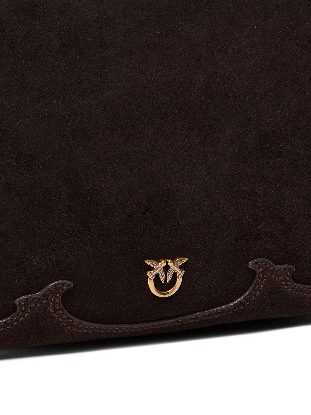PINKO Borsa Triplet in suede cioccolato con frange