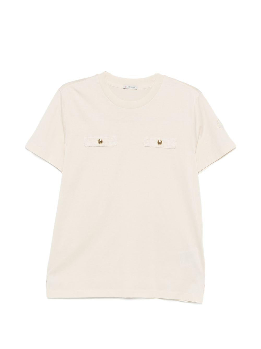 MONCLER T-shirt beige a maniche corte