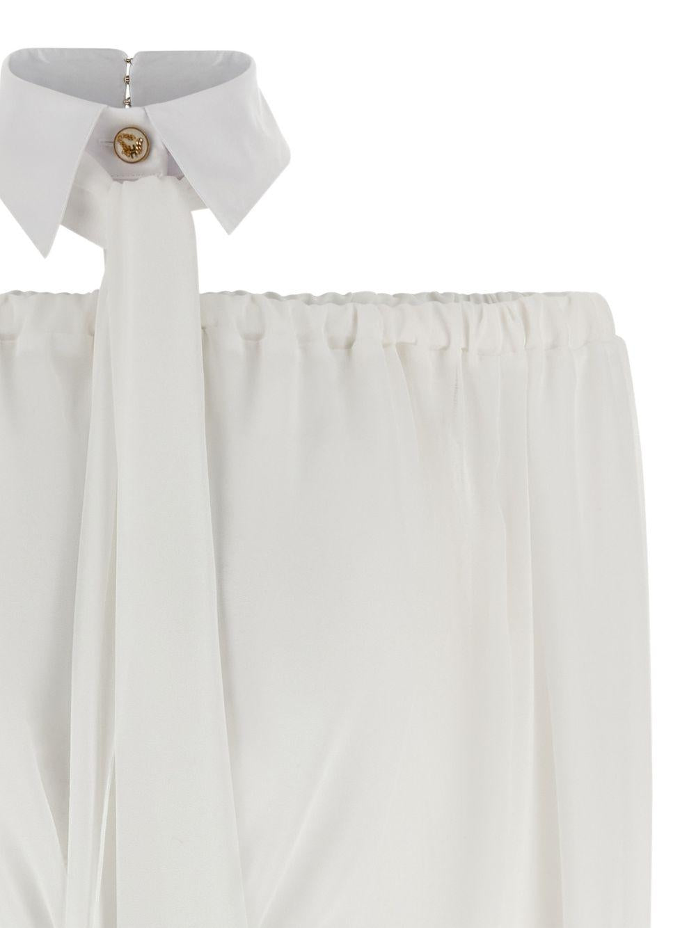 ELISABETTA FRANCHI Camicia corta bianca con dettaglio collo