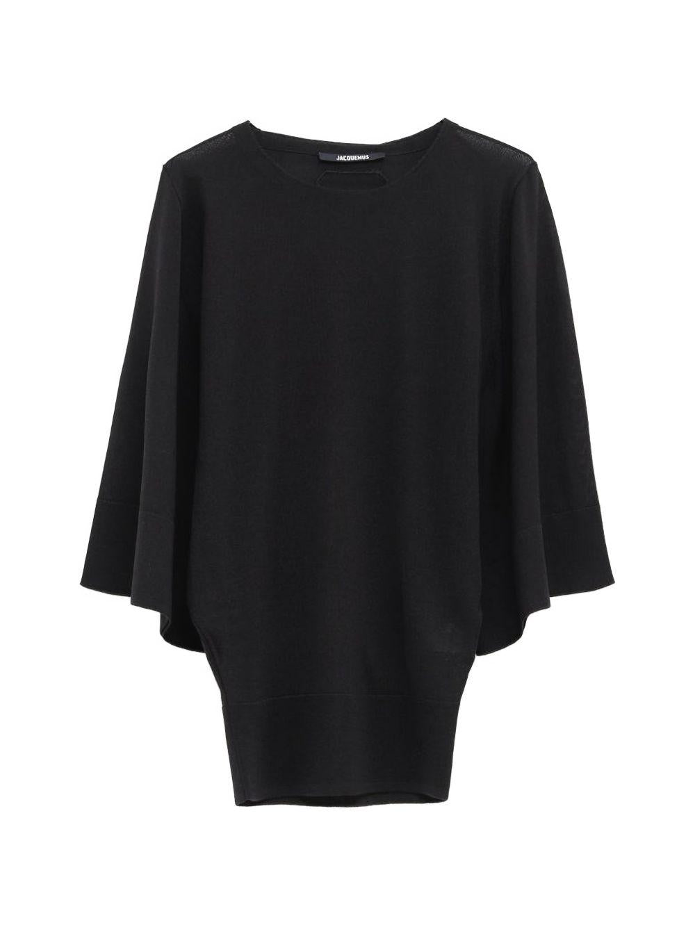 JACQUEMUS Maglia Mananco nera in lana e seta