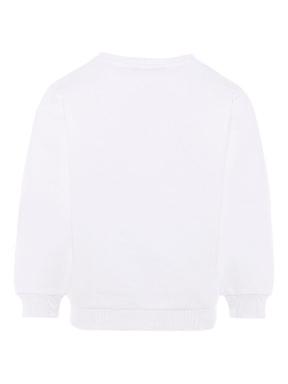 BALMAIN Felpa in cotone bianco con stampa logo