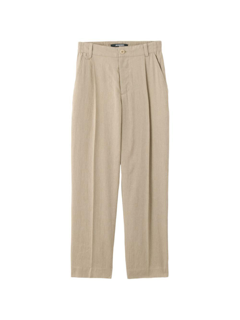 JACQUEMUS Pantaloni Croisière in cone beige con pinces