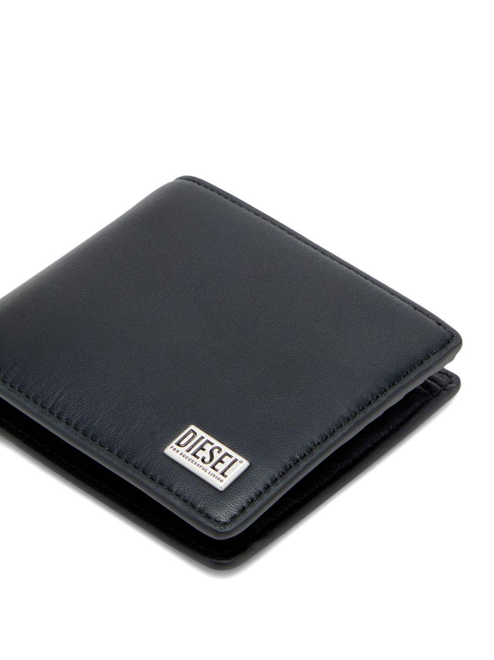 DIESEL Portafoglio a libro in pelle nera con logo