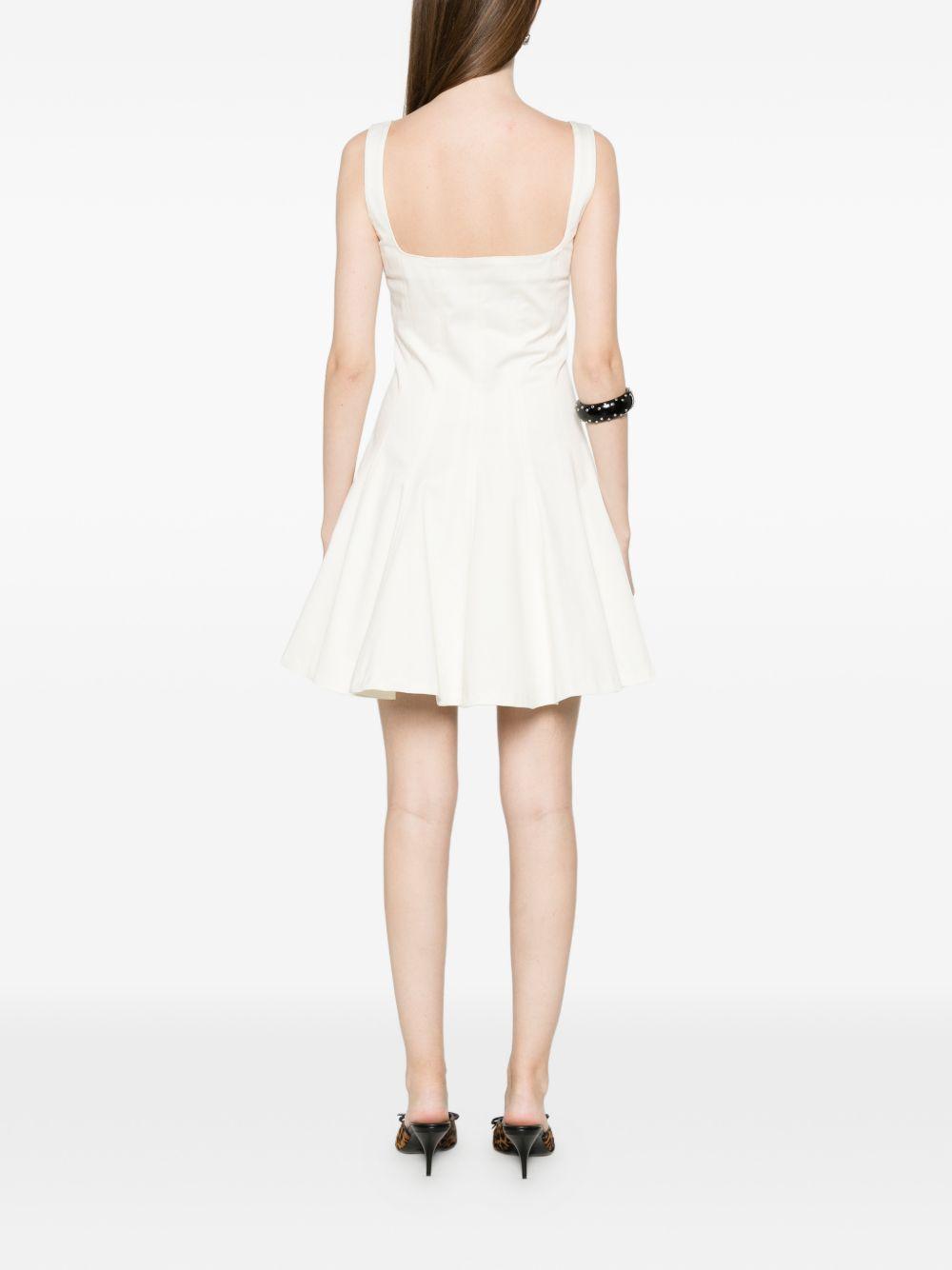 VERSACE JEANS COUTURE Abito corto bianco in cotone elasticizzato con spalline e gonna svasata