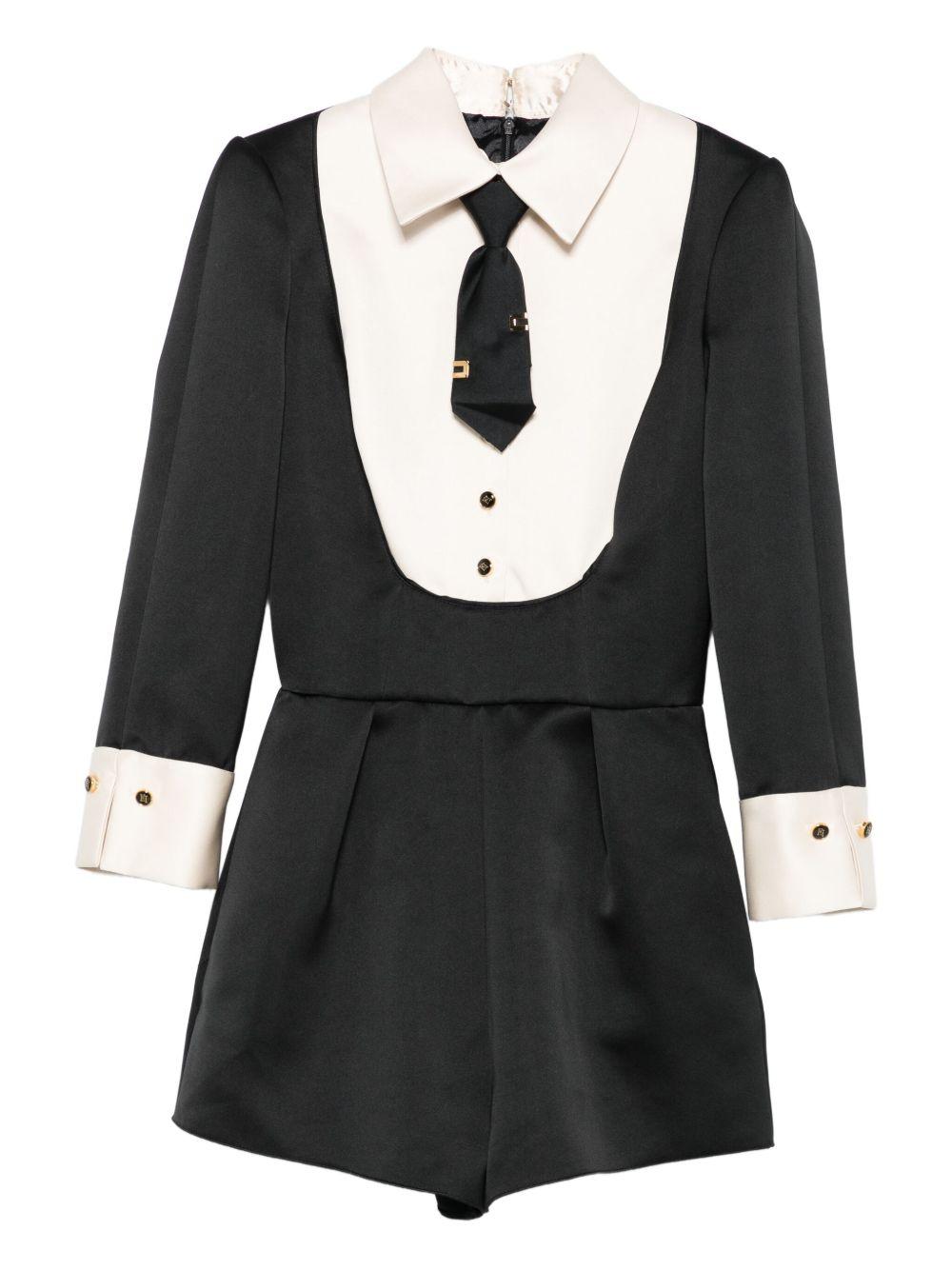 ELISABETTA FRANCHI Tuta in duchesse con cravatta