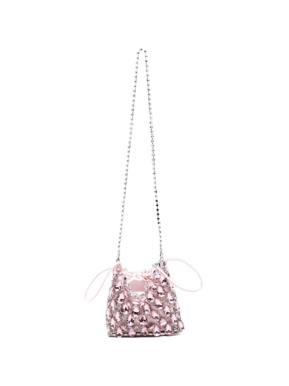 SELF PORTRAIT Borsa a mano impreziosita da strass rosa