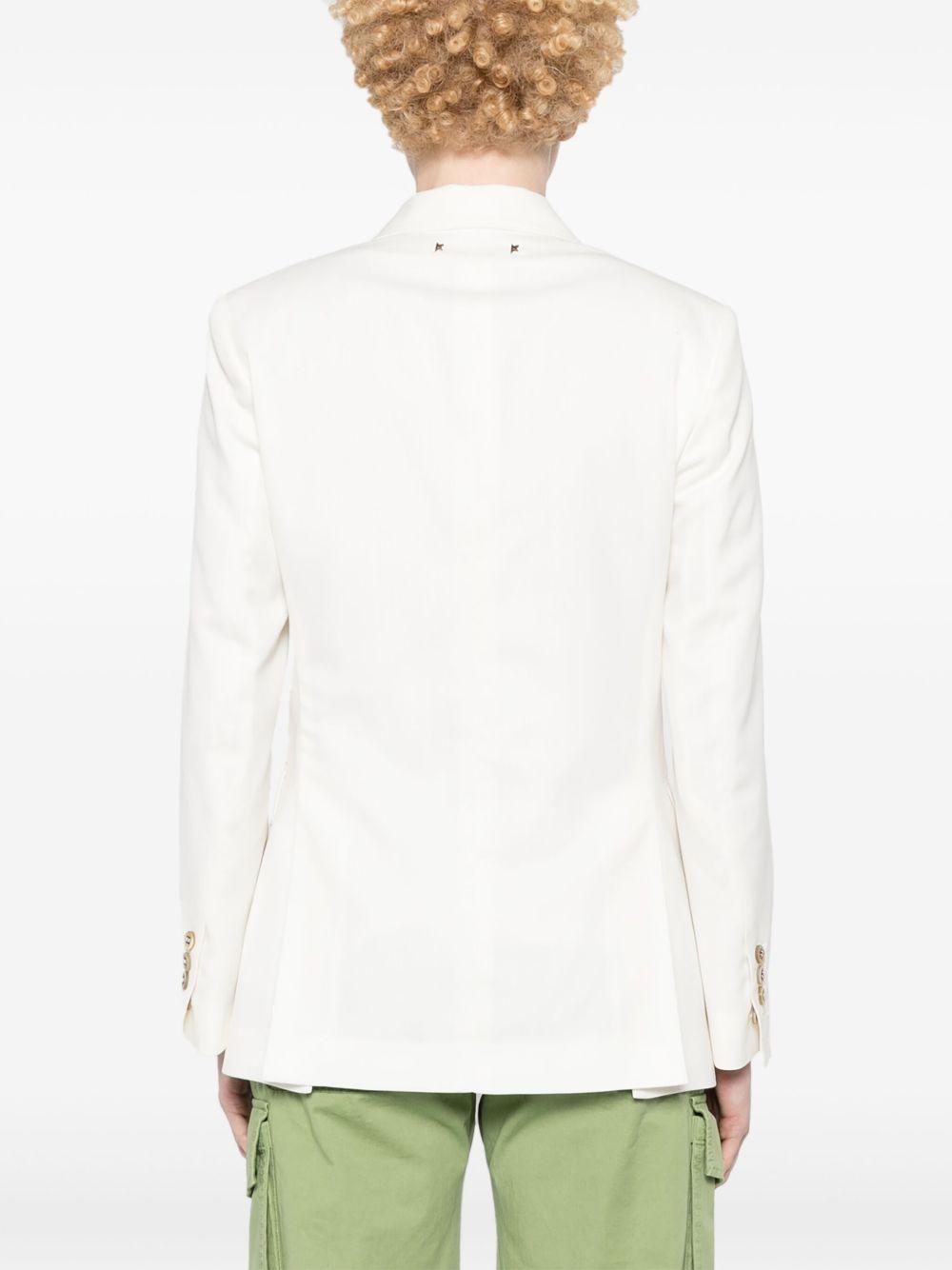 GOLDEN GOOSE Blazer doppio petto bianco con tasche