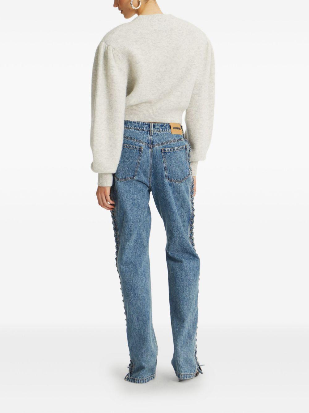 ROTATE Cardigan grigio con rosa applicata