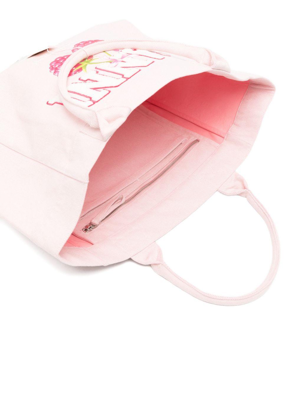 GANNI Borsa shopping rosa con logo
