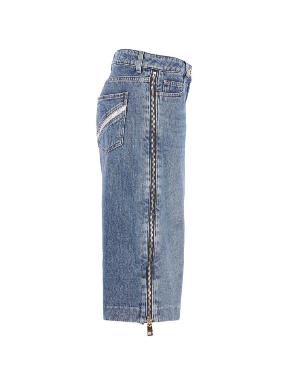 ELISABETTA FRANCHI Jeans a pinocchietto in cotone denim blu