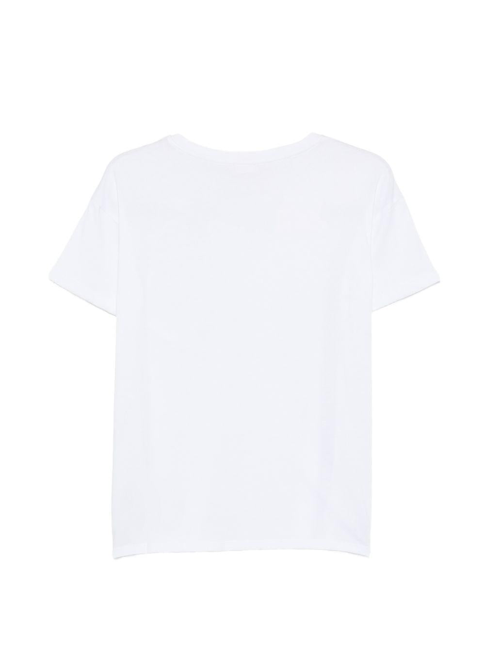 LIUJO T-shirt bianca con trass argentati e logo