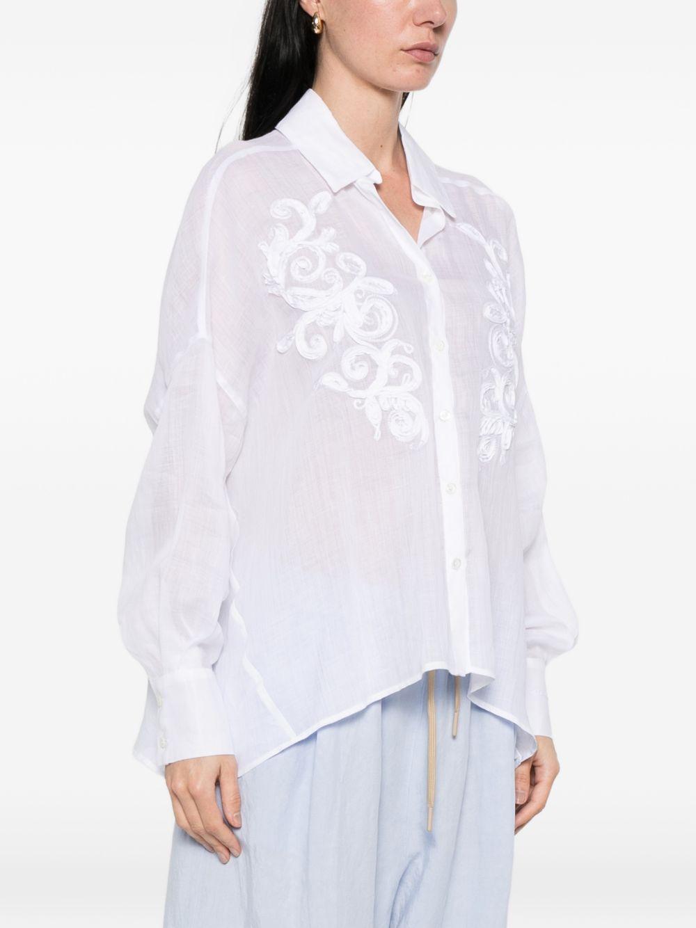 ERMANNO FIRENZE Camicia bianca con ricamo fiori