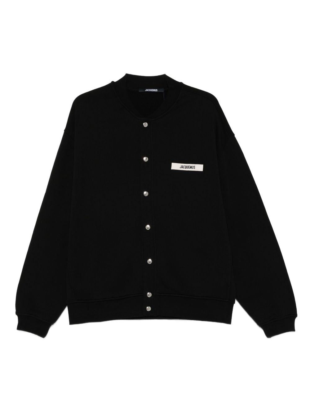 JACQUEMUS Cardigan 'Gros Grain' nero con patch logo