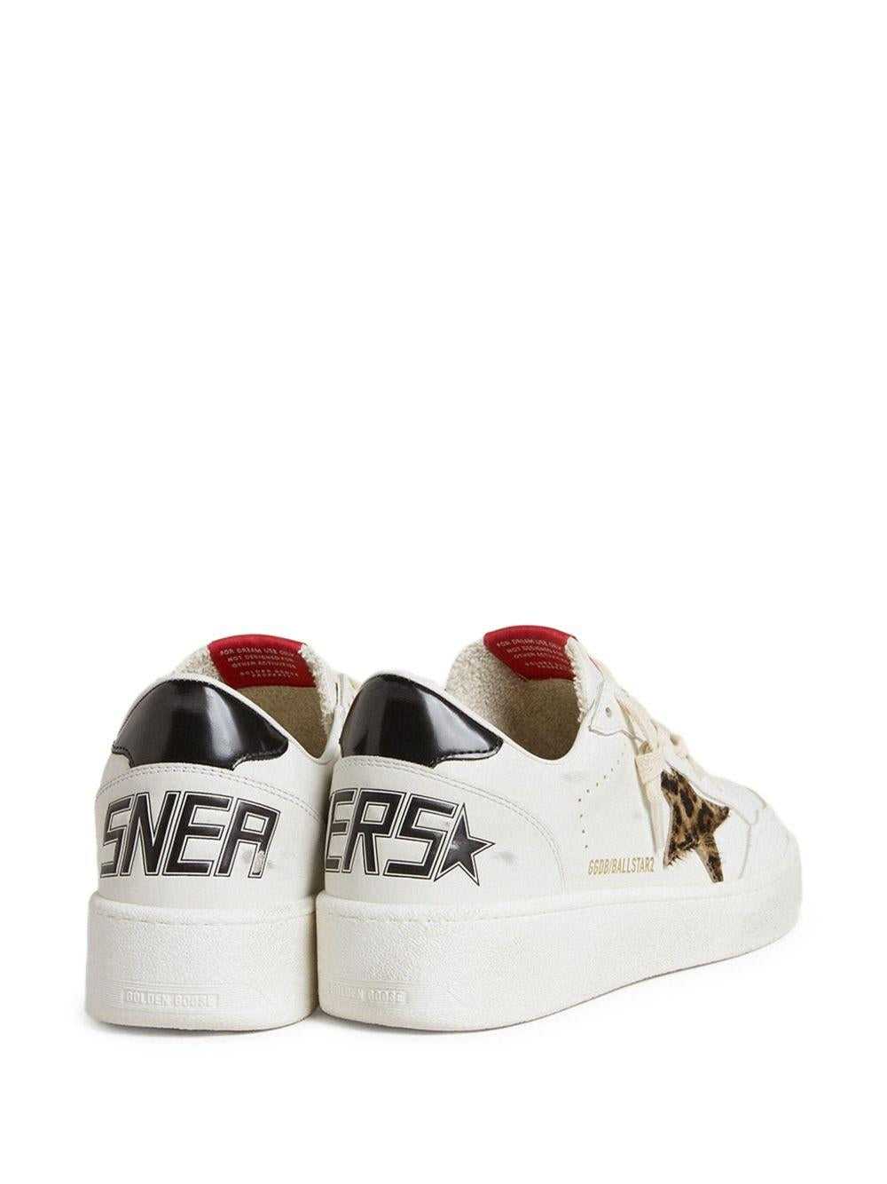 GOLDEN GOOSE Sneakers 'Ball Star' in pelle bianca e stella leopardata