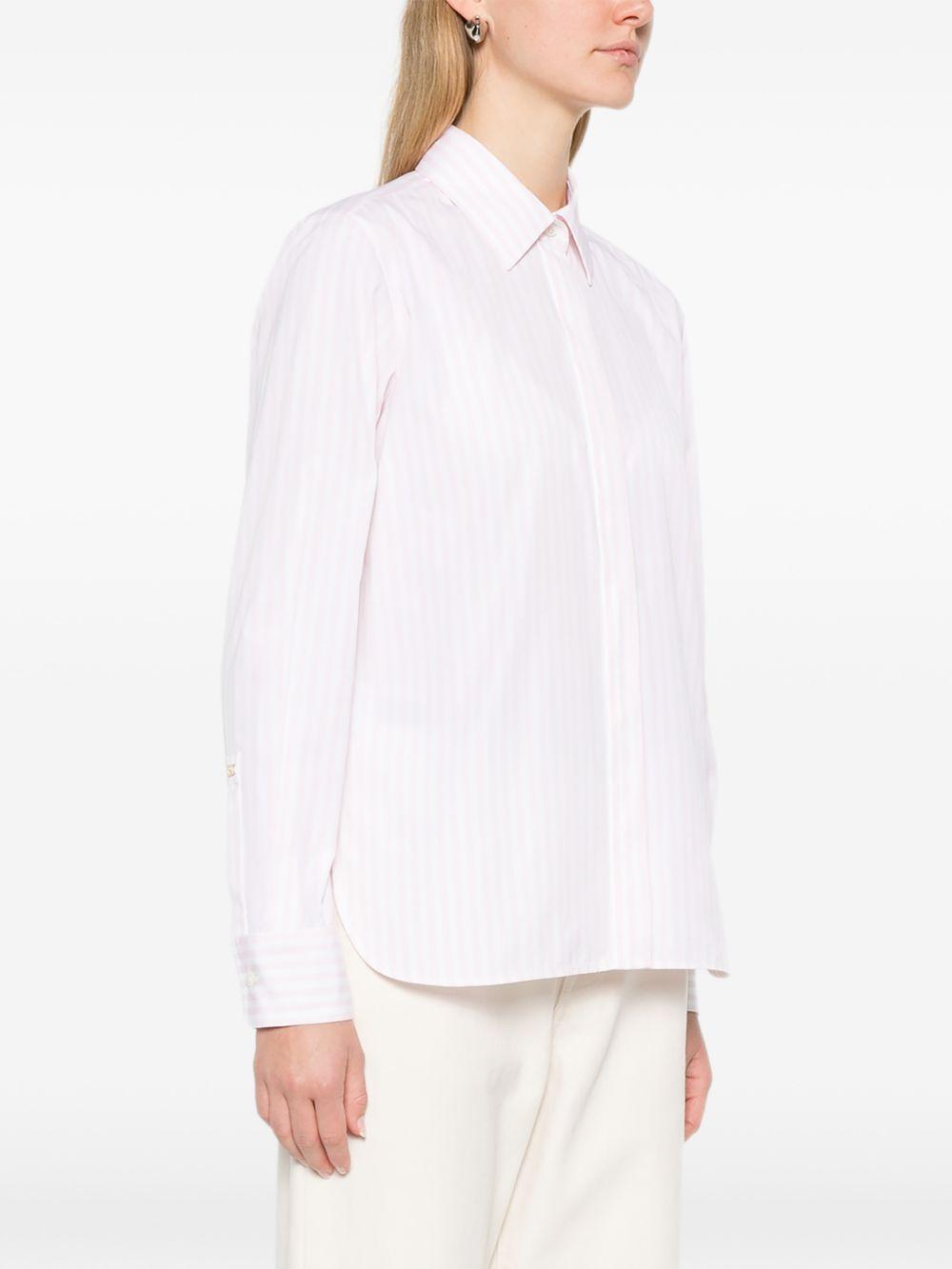 MAX MARA Camicia di cotone rosa a righe bianche