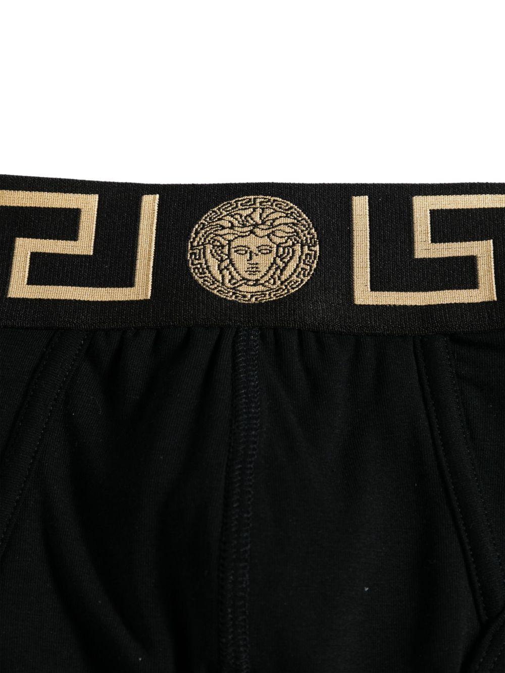 VERSACE Slip neri con motivo Greca