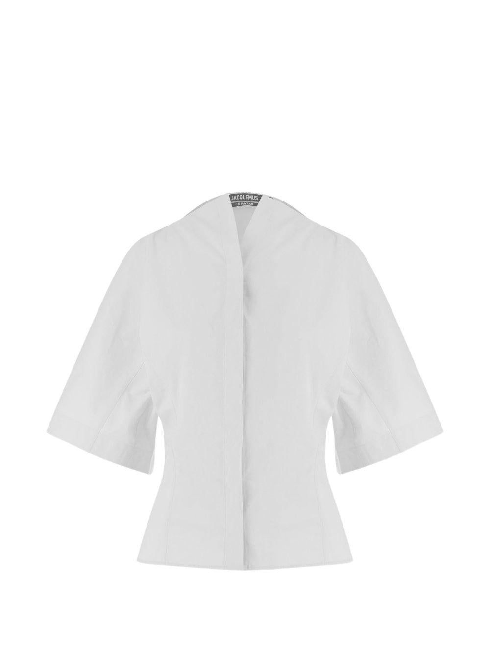 JACQUEMUS Camicia Moisson in cotone bianco a maniche corte