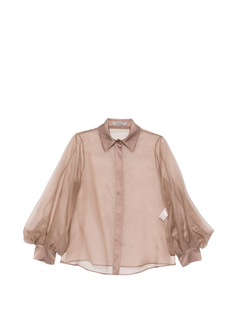 D EXTERIOR Camicia di seta Moch semitrasparente marrone