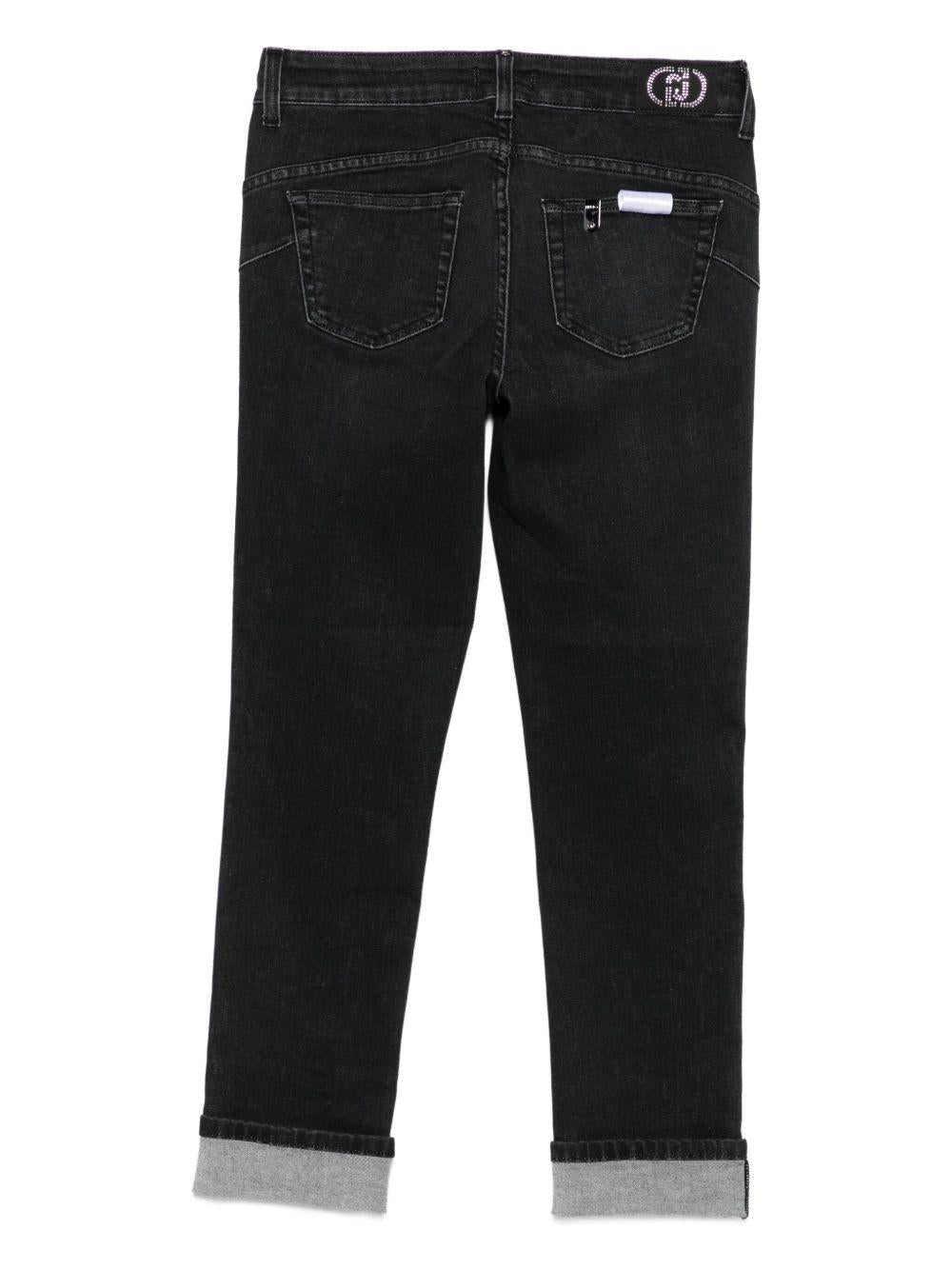 LIUJO Jeans nero con dettagli di strass