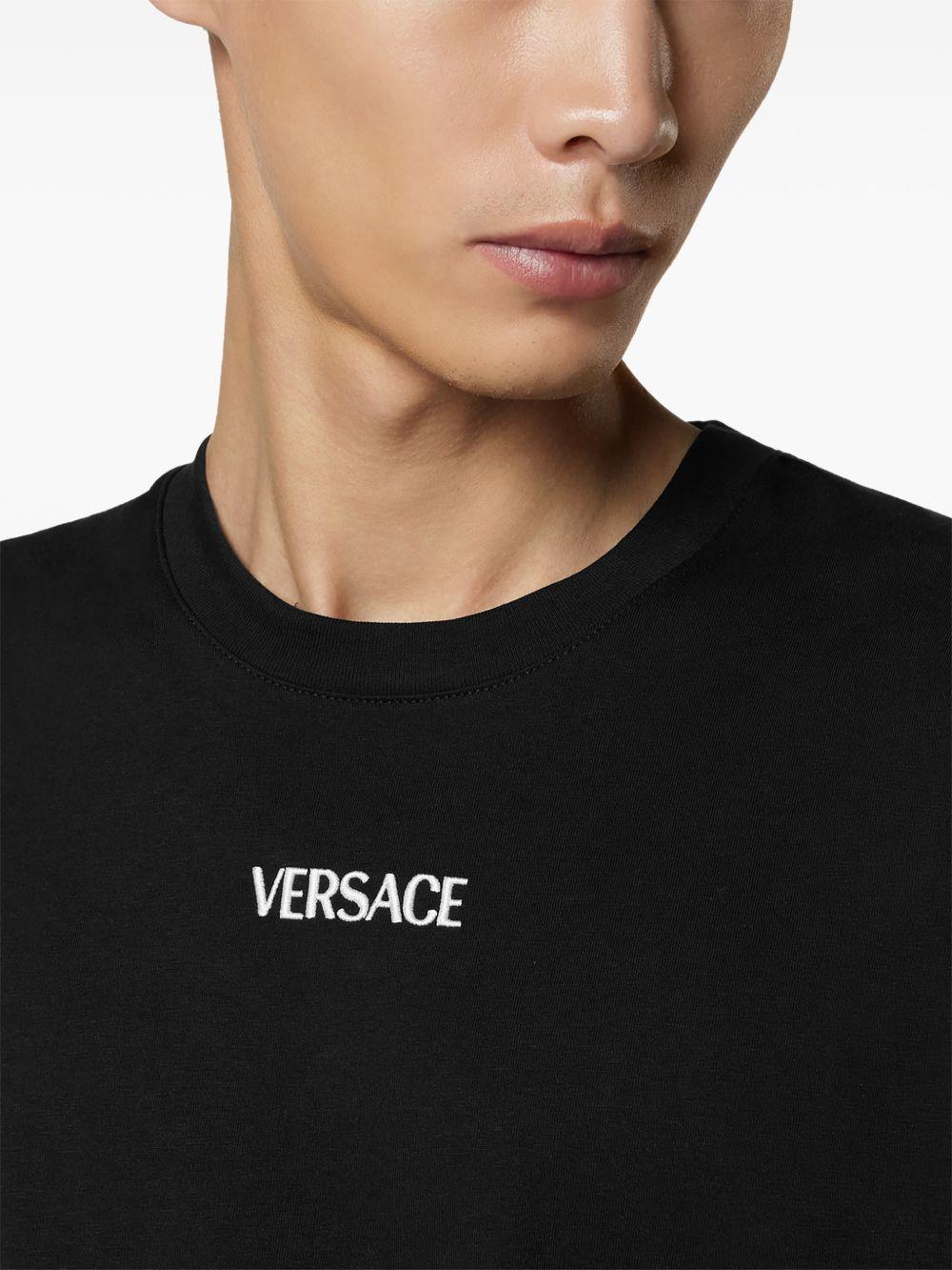 VERSACE T-shirt nera con scollo rotondo<BR/><BR/>