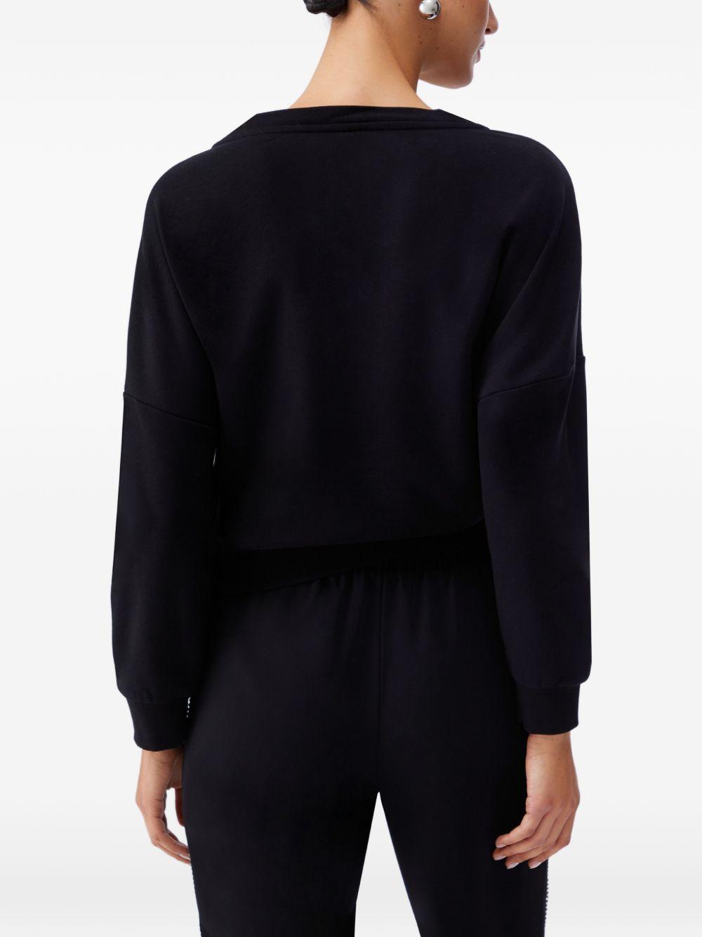 LIUJO Felpa nera in cotone a collo rotondo con maniche lunghe