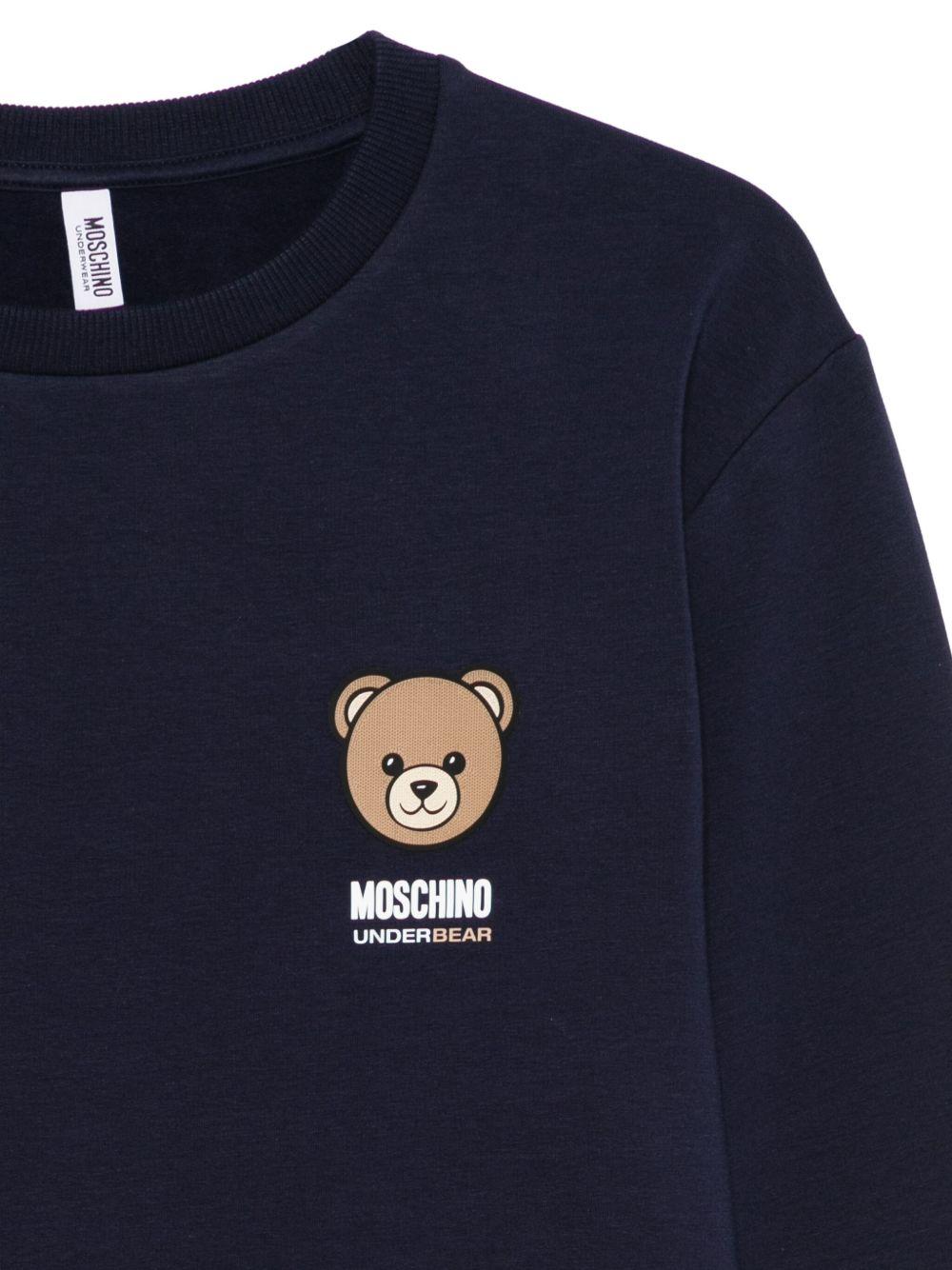 MOSCHINO UNDERWEAR Felpa blu con logo Moschino Bear