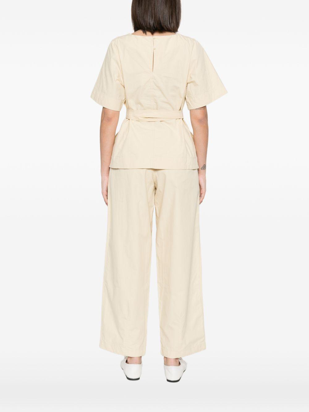 YERSE T-shirt Carli in cotone beige girocollo