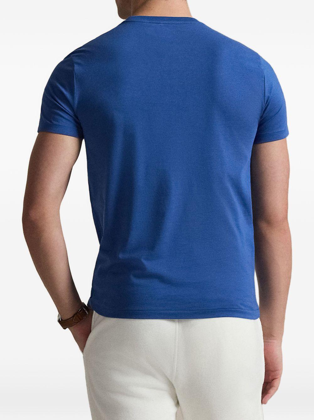 POLO RALPH LAUREN T-shirt blu elettrico con logo sul petto