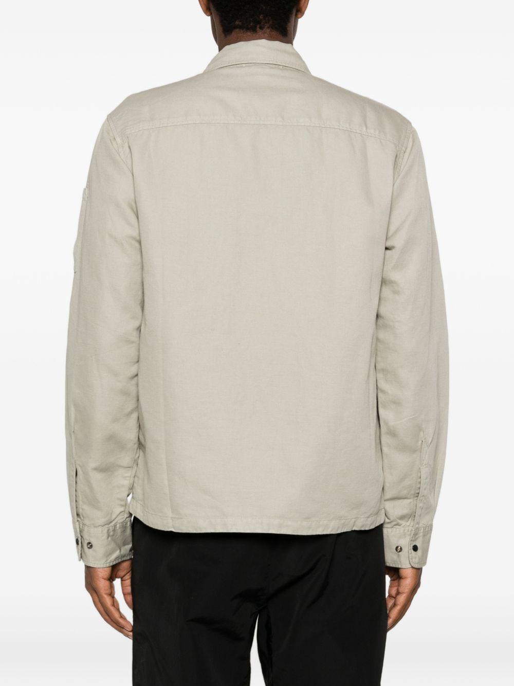 CP COMPANY Giacca camicia con zip in cotone misto lino grigio