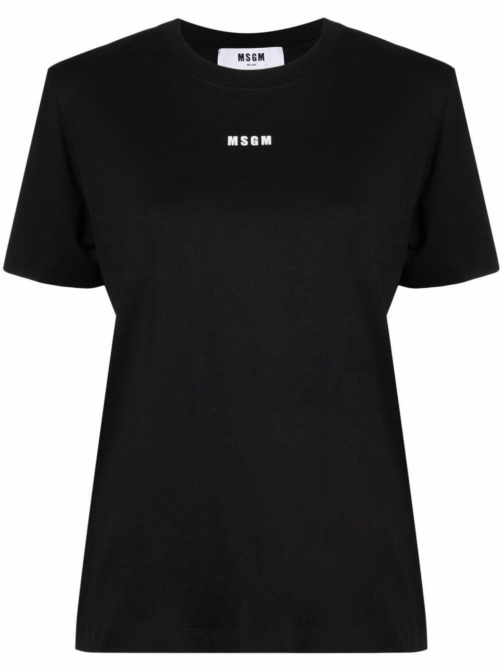 MSGM T-shirt a maniche corte in cotone nero con logo