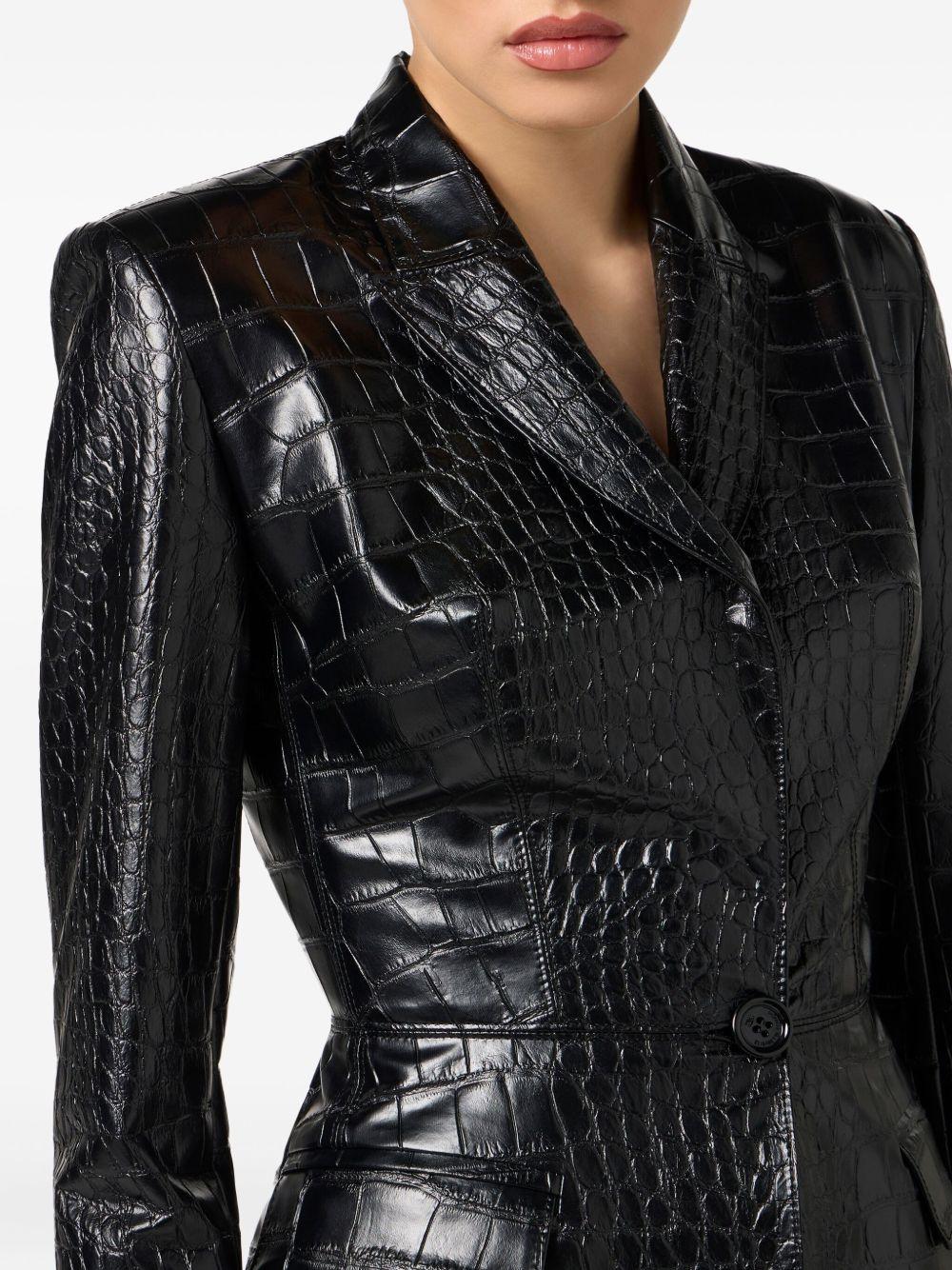 ELISABETTA FRANCHI Blazer nero effetto coccodrillo