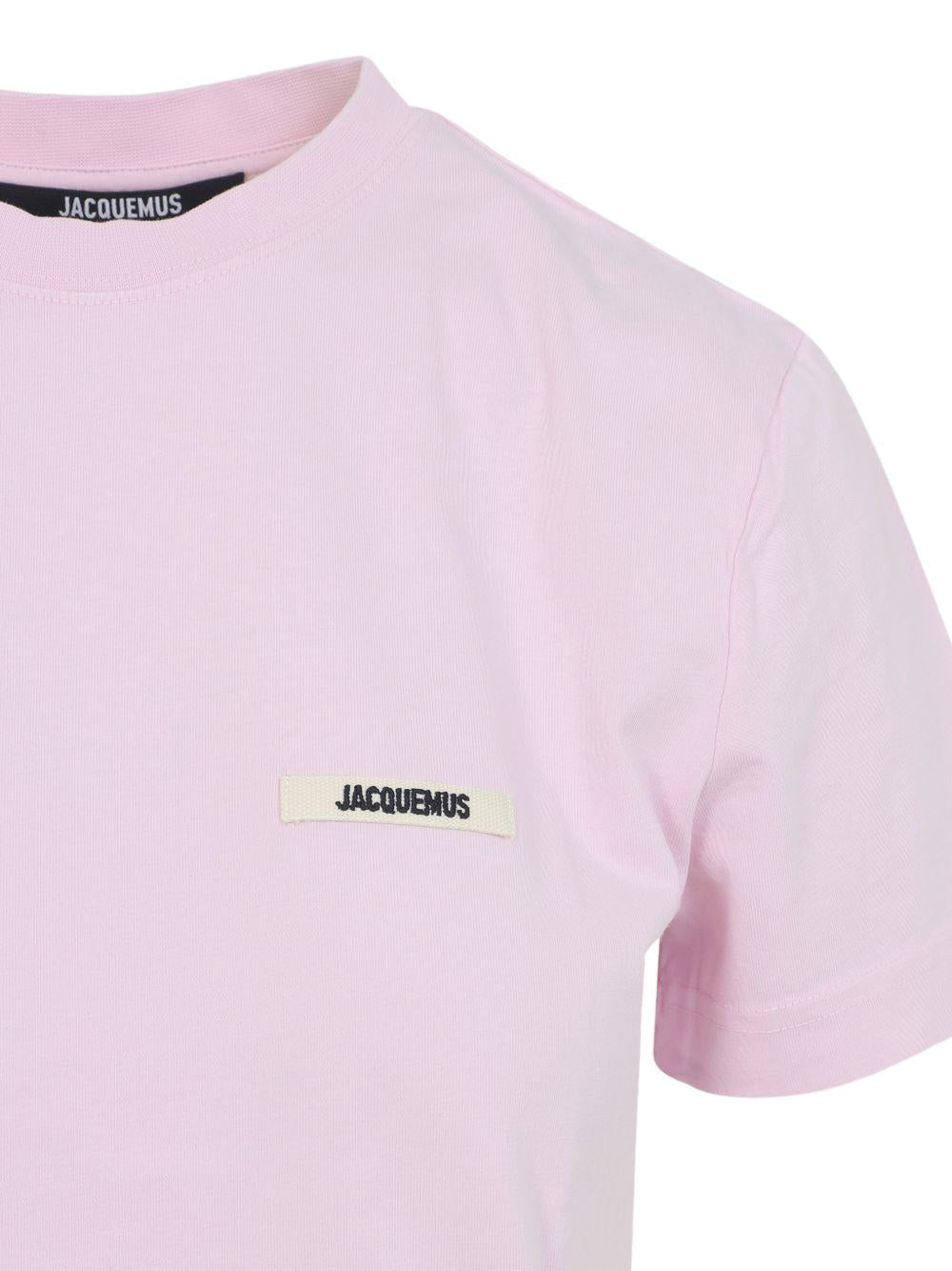 JACQUEMUS T-shirt Gros Grain rosa in cotone con logo