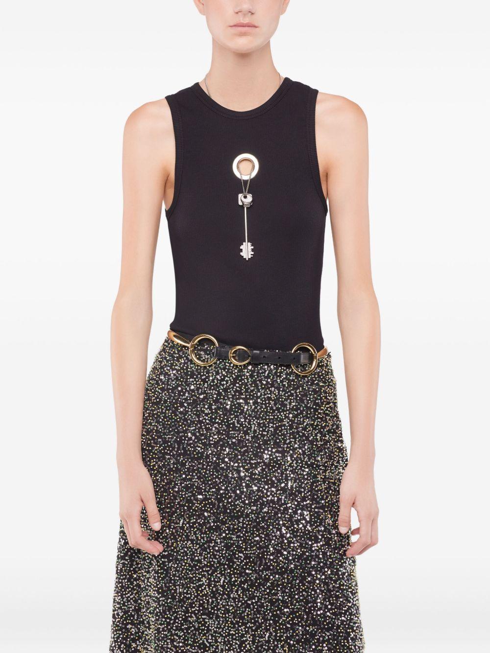 RABANNE Cintura in pelle nera con accessori oro