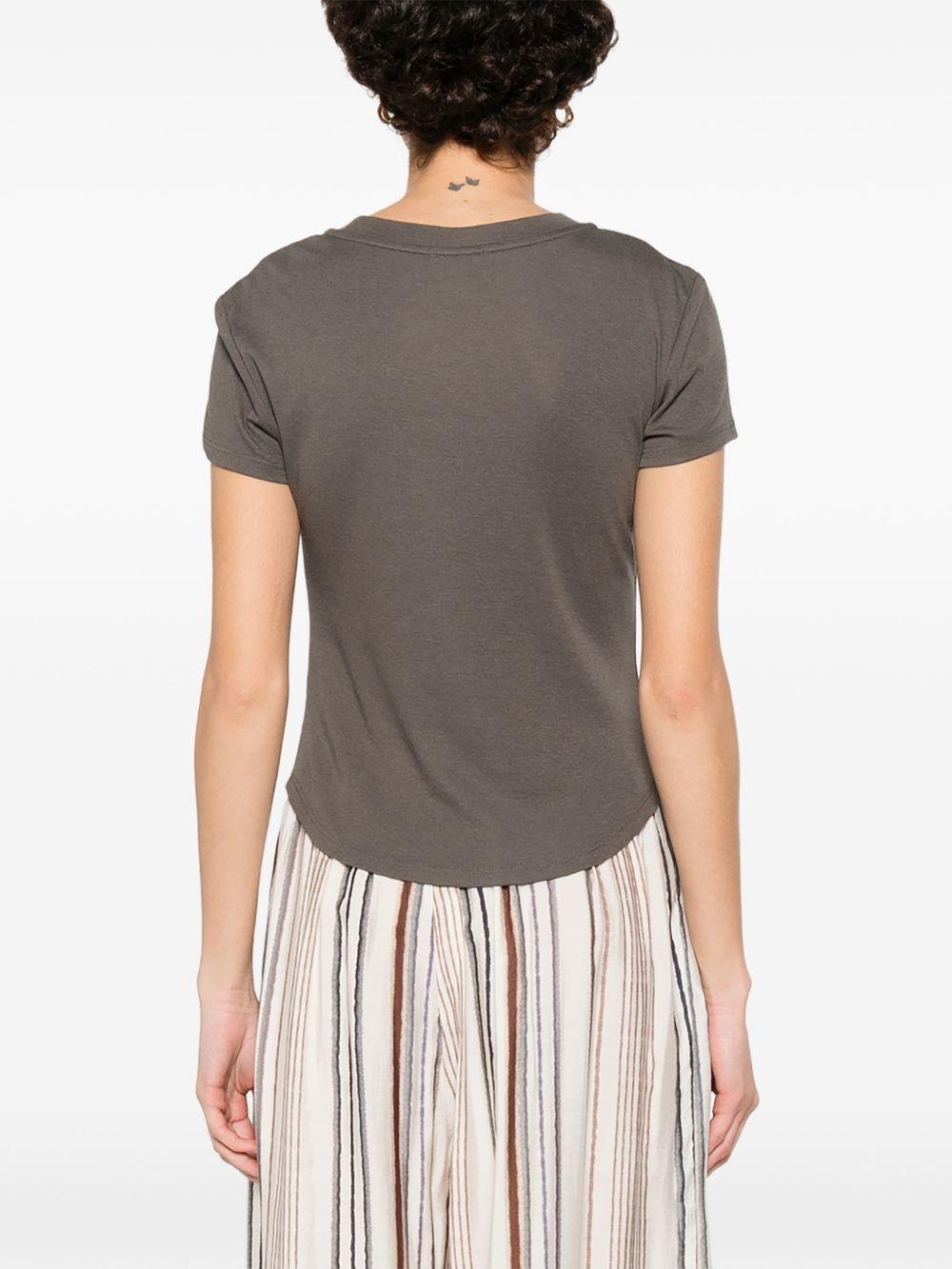 ELEH Top marrone con scollo rotondo