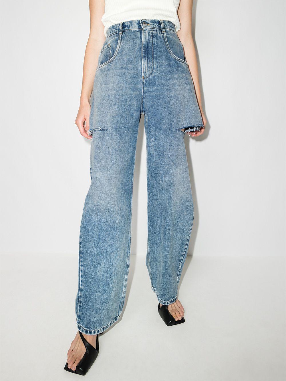 MAISON MARGIELA Jeans blu in cotone con dettaglio cut-out