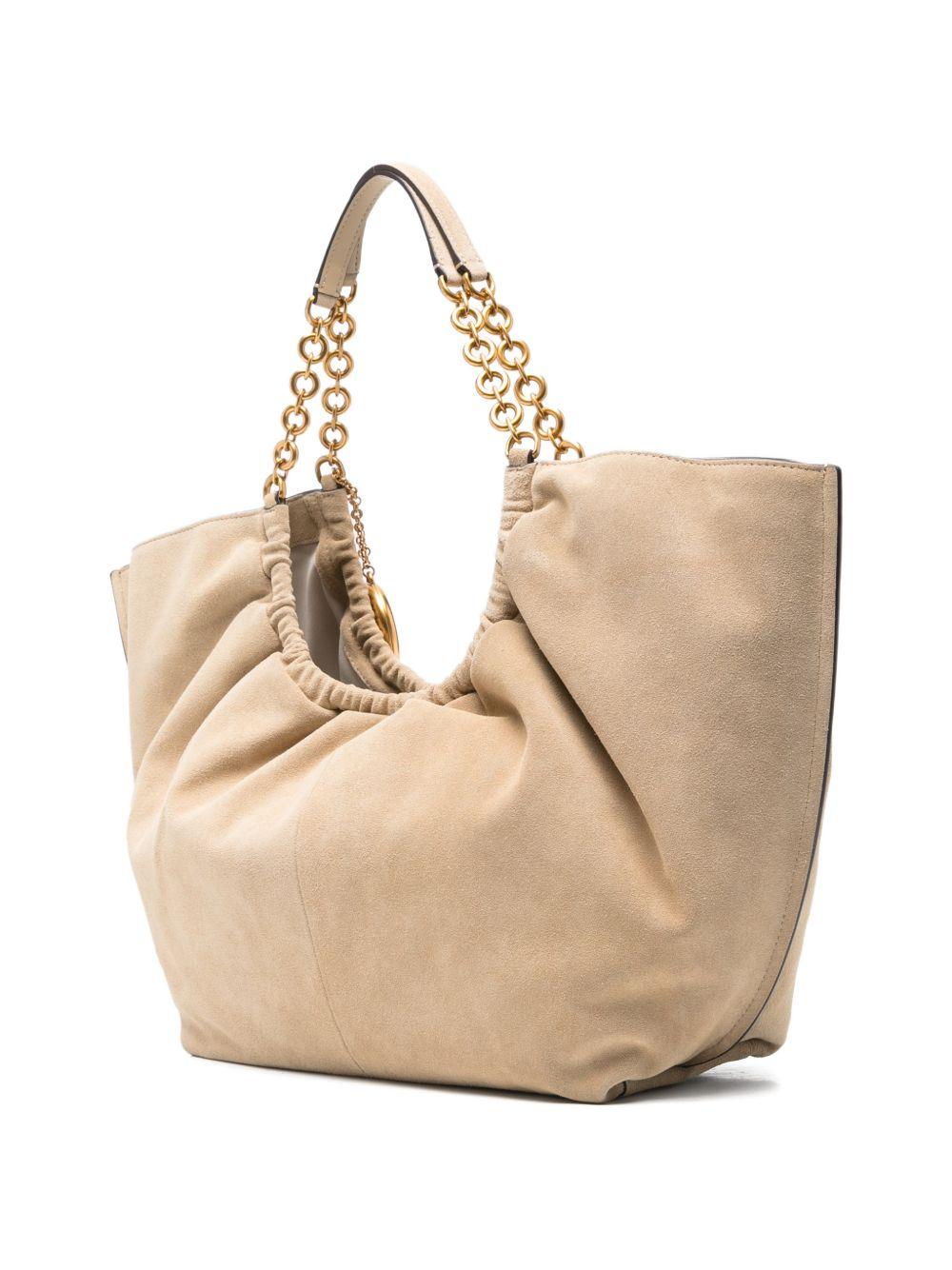 MICHAEL KORS Borsa hobo in pelle beige con charm MK