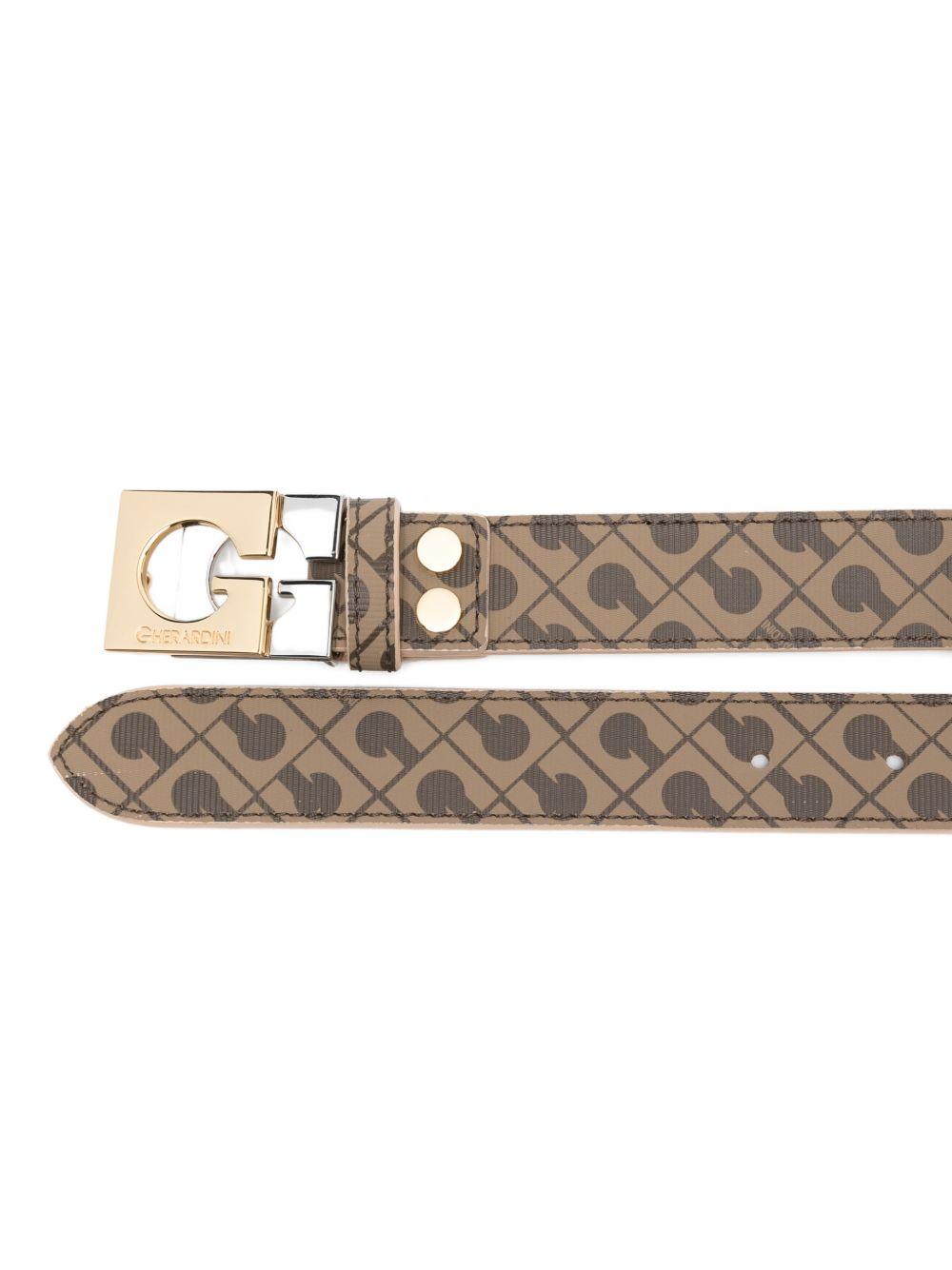 GHERARDINI Cintura con fibbia logo Millerighe Vacchetta marrone