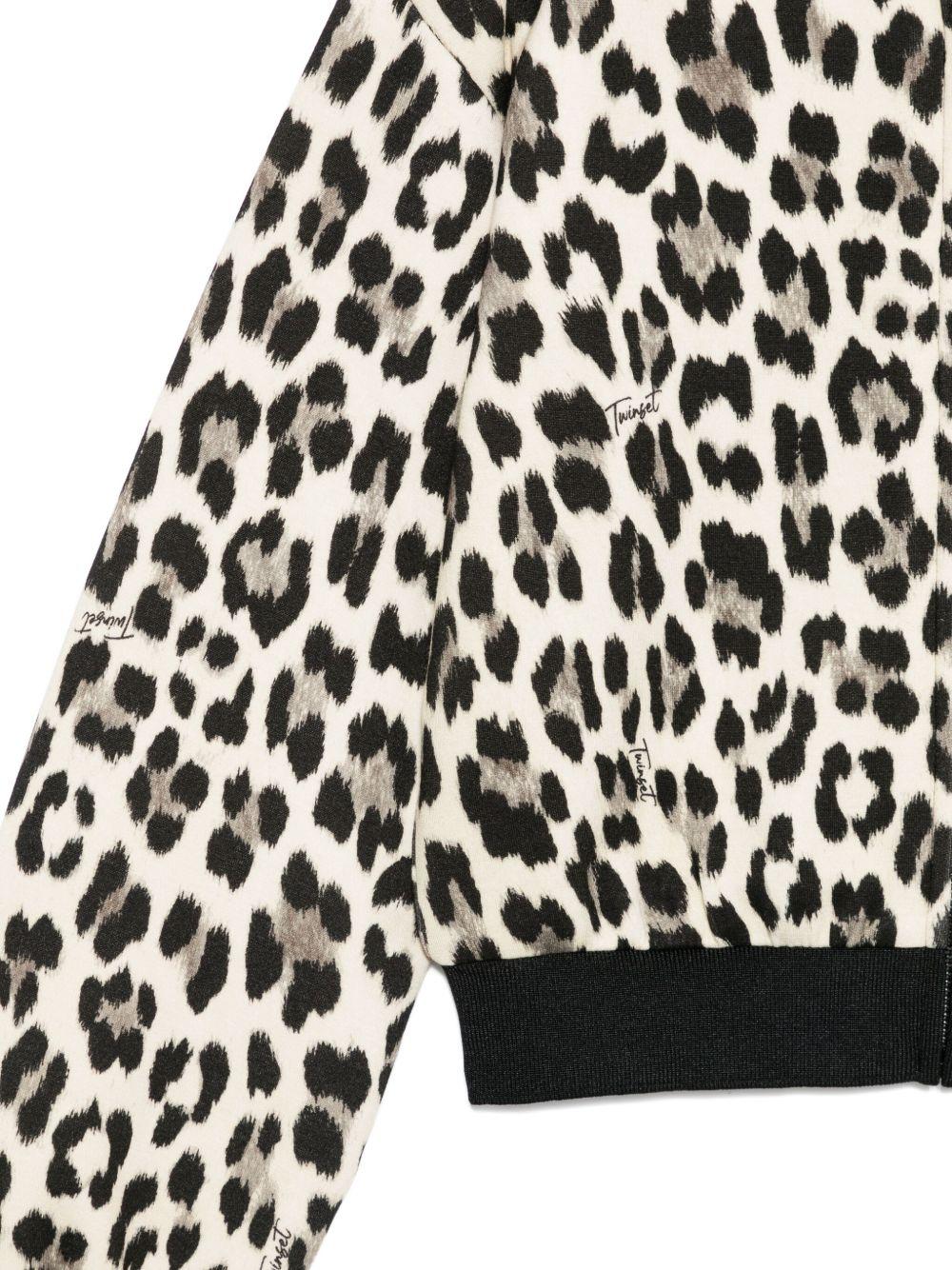 TWINSET Felpa leopardata con zip