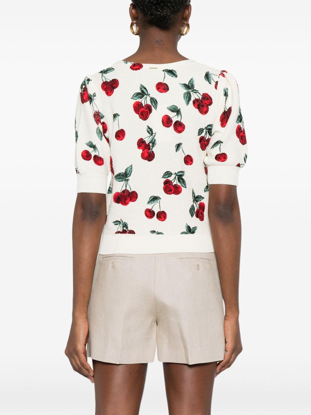 TWINSET T-shirt bianca con grafica ciliegie all-over