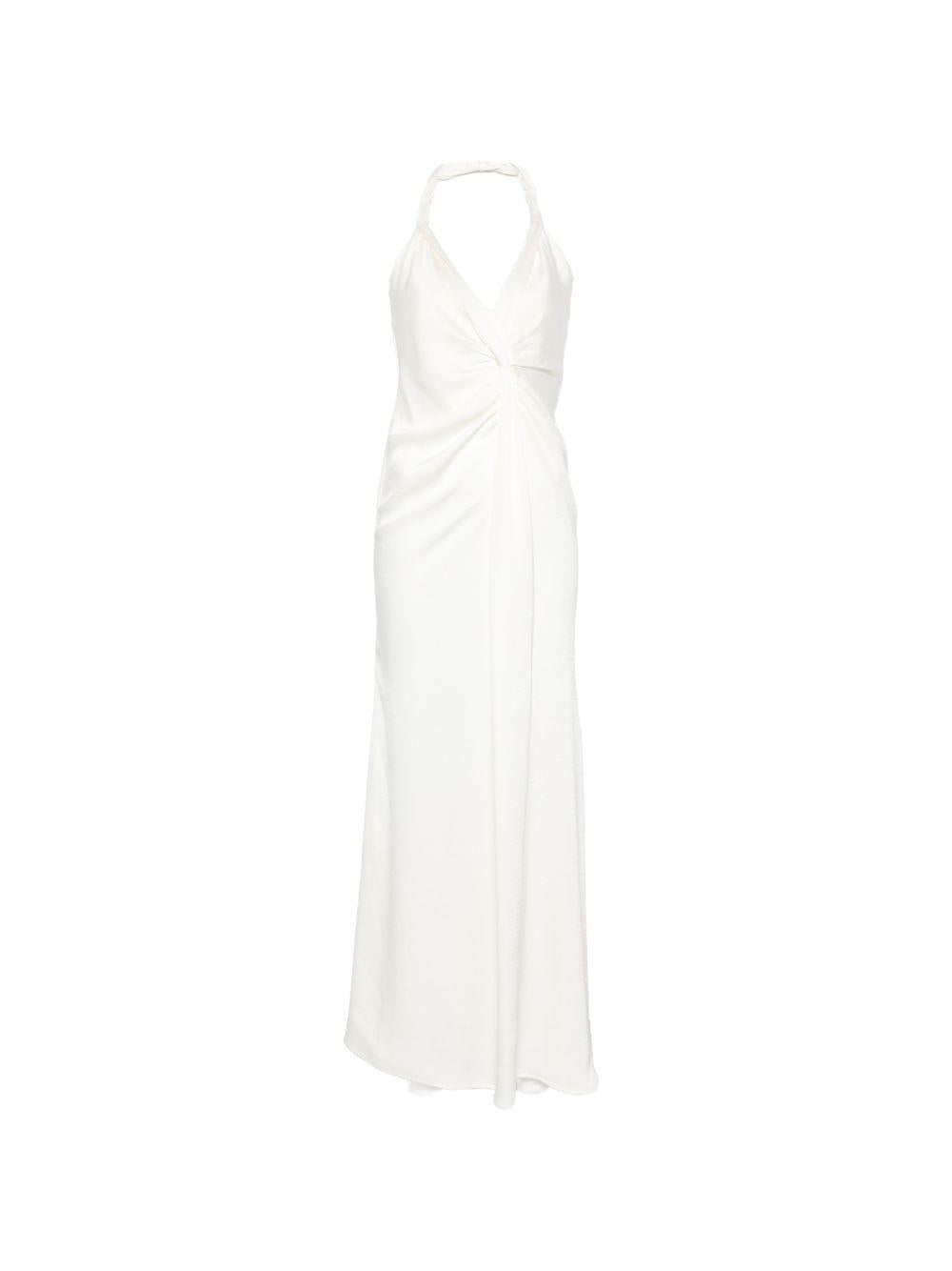 ELEH Abito lungo elegante bianco con scollatura frontale