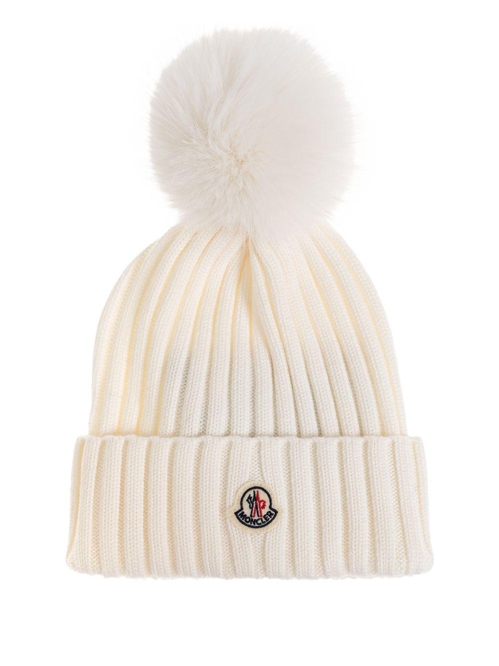 MONCLER Berretto con pon pon e logo
