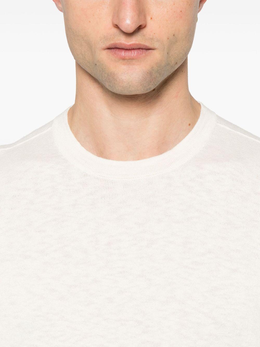 STONE ISLAND Maglione girocollo avorio con patch logo