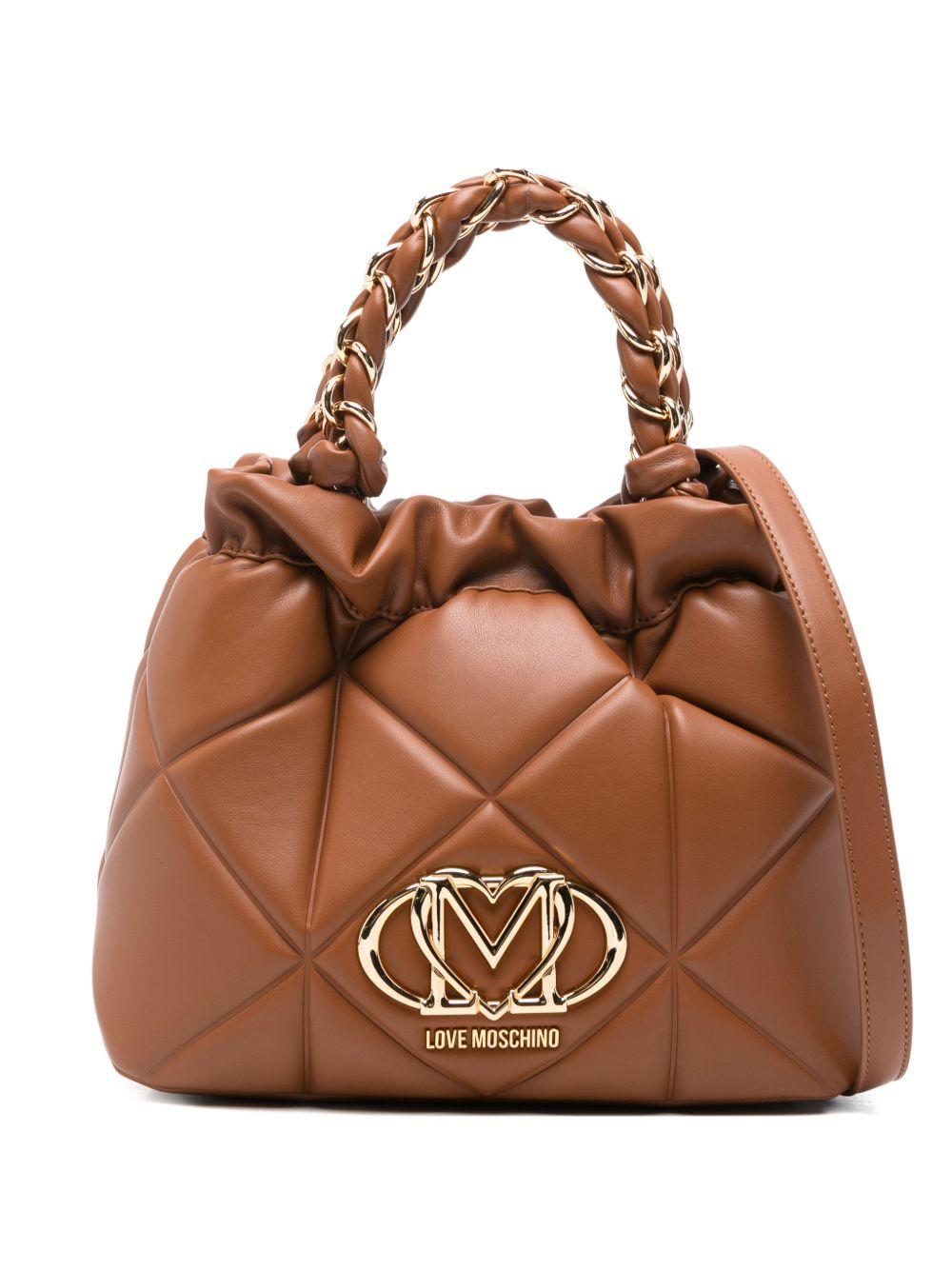 LOVE MOSCHINO Borsa a secchiello marrone in ecopelle trapuntata