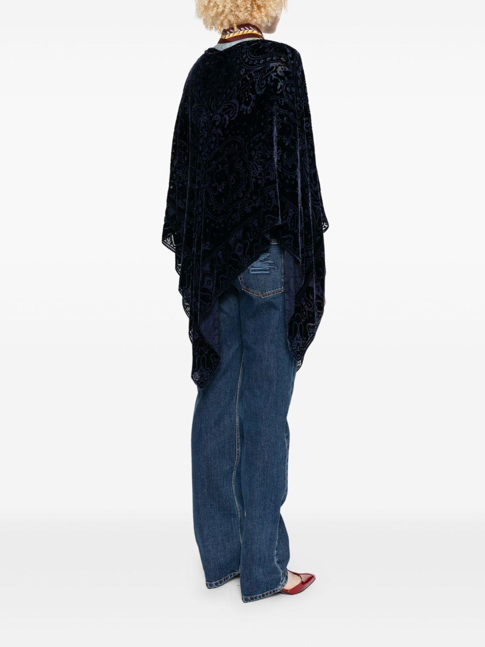 ETRO Poncho blu con stampa paisley