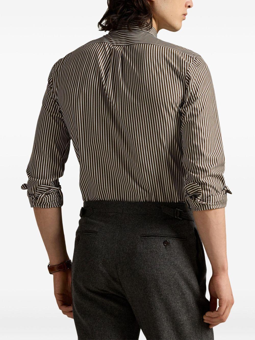 POLO RALPH LAUREN Camicia a righe in cotone marrone e bianco