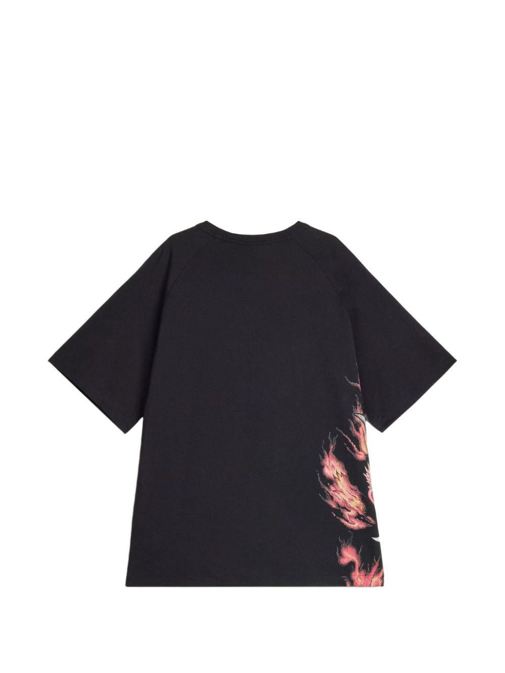 Y3 T-shirt nera in cotone con stampa Y-3